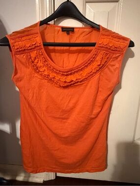 Adolfo Dominguez Orange Embellished Scoop Neck Tank